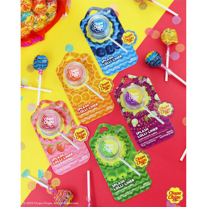 Rude Cosmetics Chupa Chups Splash Lolli-Liner Eyeliner Sandy Brown Strawberry,Orange,Blueberry,Green Apple,Sparkling Grape