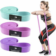 Bellawell Health Long Resistance Bands 3 Strengths Purple, Pink and Green Exercise Elastic bands White Smoke