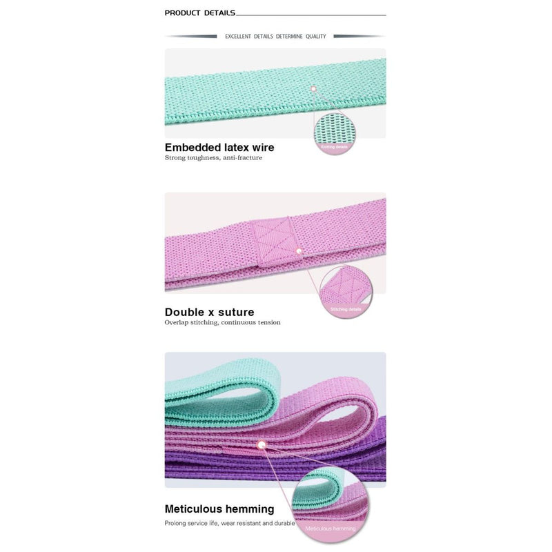 Bellawell Health Long Resistance Bands 3 Strengths Purple, Pink and Green Exercise Elastic bands White Smoke