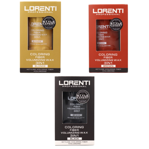 Vip Barber Supply Lorenti Coloring Fiber Volumizing Wax 3-1 Assorted Colors 30g Styling Fiber Wax White Smoke Black,Blonde,Brown