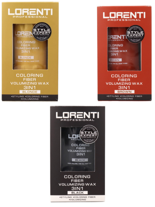 Vip Barber Supply Lorenti Coloring Fiber Volumizing Wax 3-1 Assorted Colors 30g Styling Fiber Wax White Smoke Black,Blonde,Brown