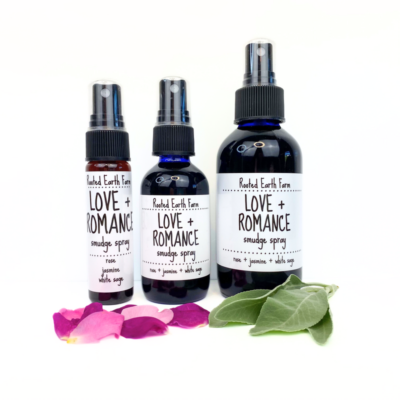 Rooted Earth Farm + Apothecary Love + Romance Smudge Spray Smudge Sprays White Smoke 1 oz,2 oz,4 oz