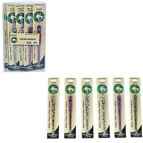 VIP Extensions LQQKS Animal Print Handle Dreadlock Crochet Double Needle 0.75 Hair Tools White Smoke