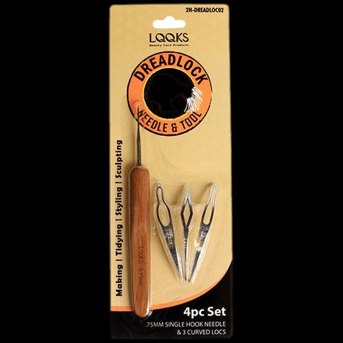 VIP Extensions LQQKS CURVED DREADLOCK TOOL 3PC + BAMBOO CROCHET SINGLE HOOK DREADLOCKS Light Goldenrod