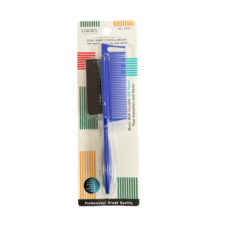 VIP Extensions LQQKS Dual Head Comb & Brush ABS Hair Tools Antique White Blue