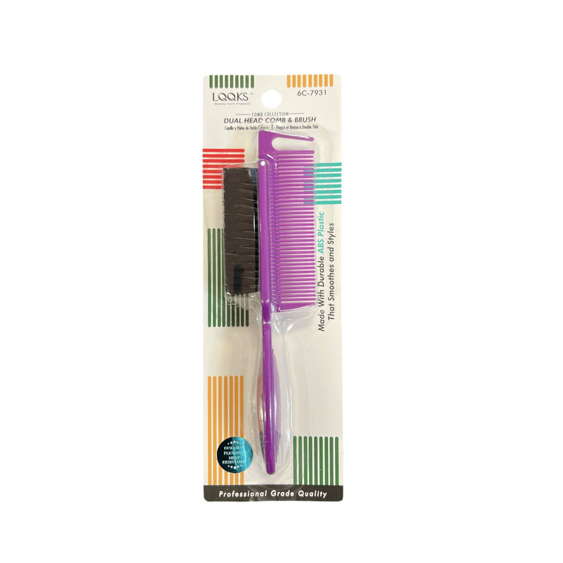 VIP Extensions LQQKS Dual Head Comb & Brush ABS Hair Tools Light Gray Purple