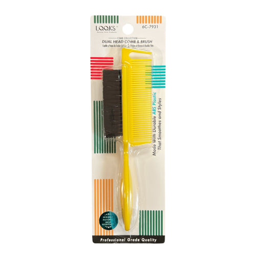 VIP Extensions LQQKS Dual Head Comb & Brush ABS Hair Tools Light Gray Yellow