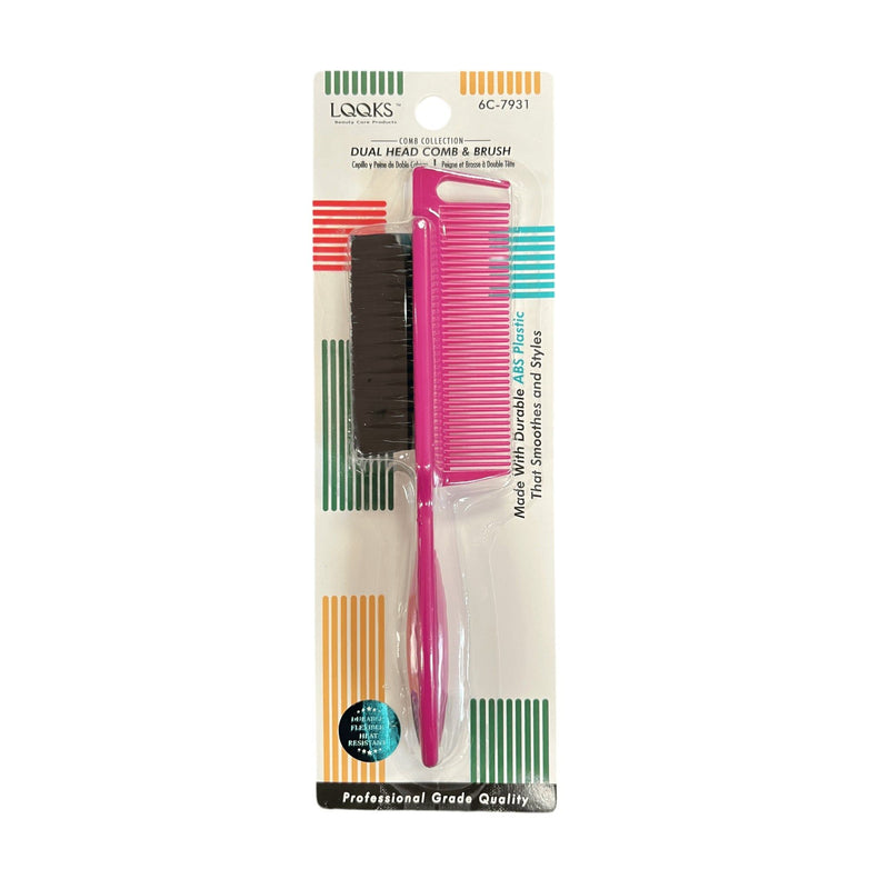 VIP Extensions LQQKS Dual Head Comb & Brush ABS Hair Tools Light Gray Pink