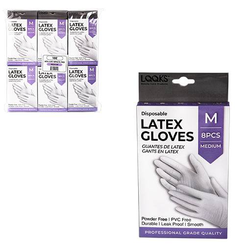 VIP Extensions LQQKS Latex Glove, 8 pc/Pk Salon Supplies White Smoke MEDIUM