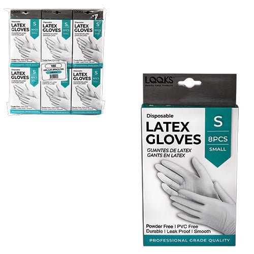 VIP Extensions LQQKS Latex Glove, 8 pc/Pk Salon Supplies White Smoke SMALL
