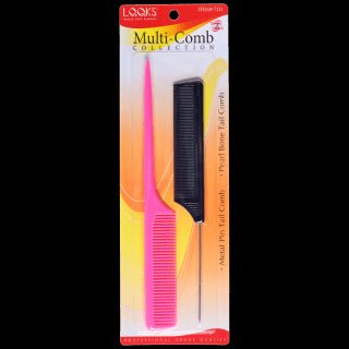 VIP Extensions LQQKS Metal Pin Tail Comb & Pearl Bone Tail Comb Hair Tools Sandy Brown
