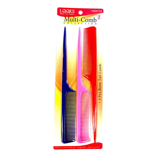 VIP Extensions LQQKS Multi-Comb 3 pcs Bone Tail Hair Tools White Smoke