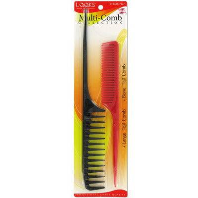 VIP Extensions LQQKS Multi-Comb Assorted Hair Tools Brown LARGE TAIL COMB SET