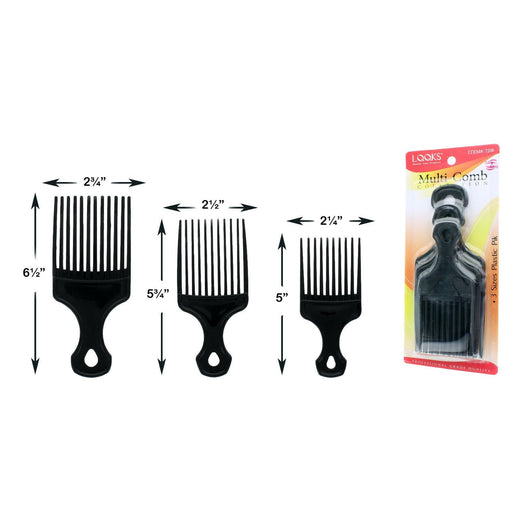 VIP Extensions LQQKS Multi-Comb Collection 3-Piece Piks Hair Tools White Smoke