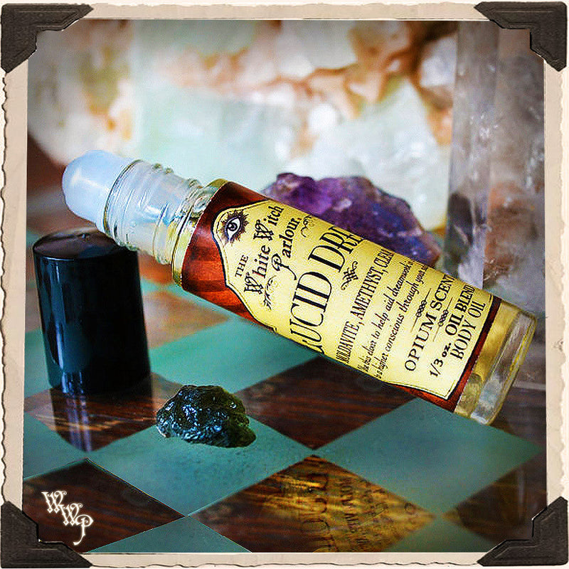 WhiteWitchParlour.com LUCID DREAM Elixir 1/3oz. BODY OIL Rollon. For Dreamwork & Subconscious Awakening. aromatherapy, perfume, oils Gray
