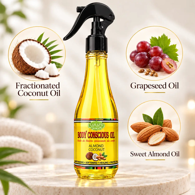 Lulu’s Holistics Almond Coconut Body Oil – Lightweight Moisturizing Oil body oil Antique White 1 (8oz bottle),2 (8oz bottles),3 (8oz bottles),4 (8oz bottles)