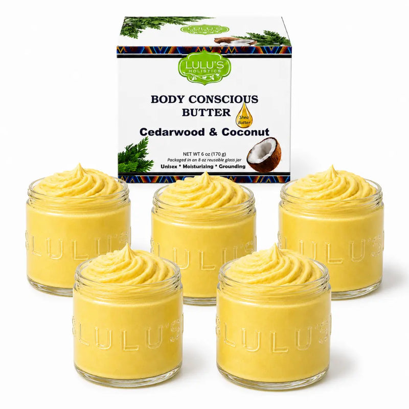 Lulu’s Holistics Rosewater Whipped Body Butter – Hydrating, Skin-Softening Care Lotion & Moisturizer White Smoke Cedarwood / 5-Pack
