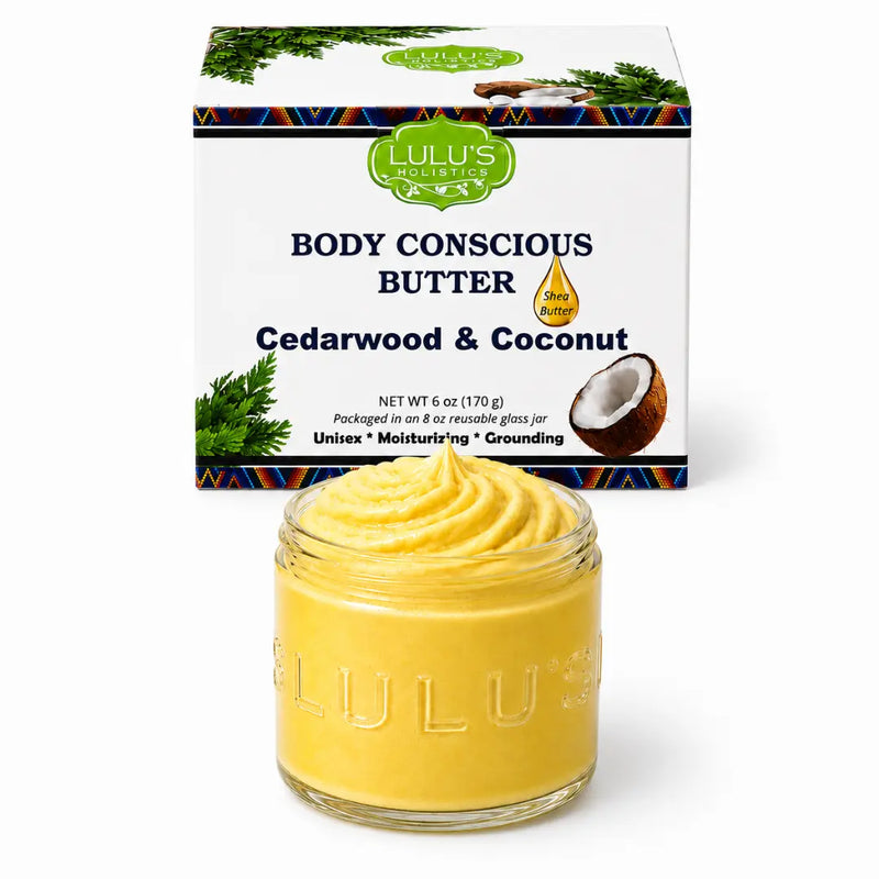 Lulu’s Holistics Unrefined Unscented Whipped Body Butter – Pure, Balanced Moisture Lotion & Moisturizer White Smoke Cedarwood / 1-Jar
