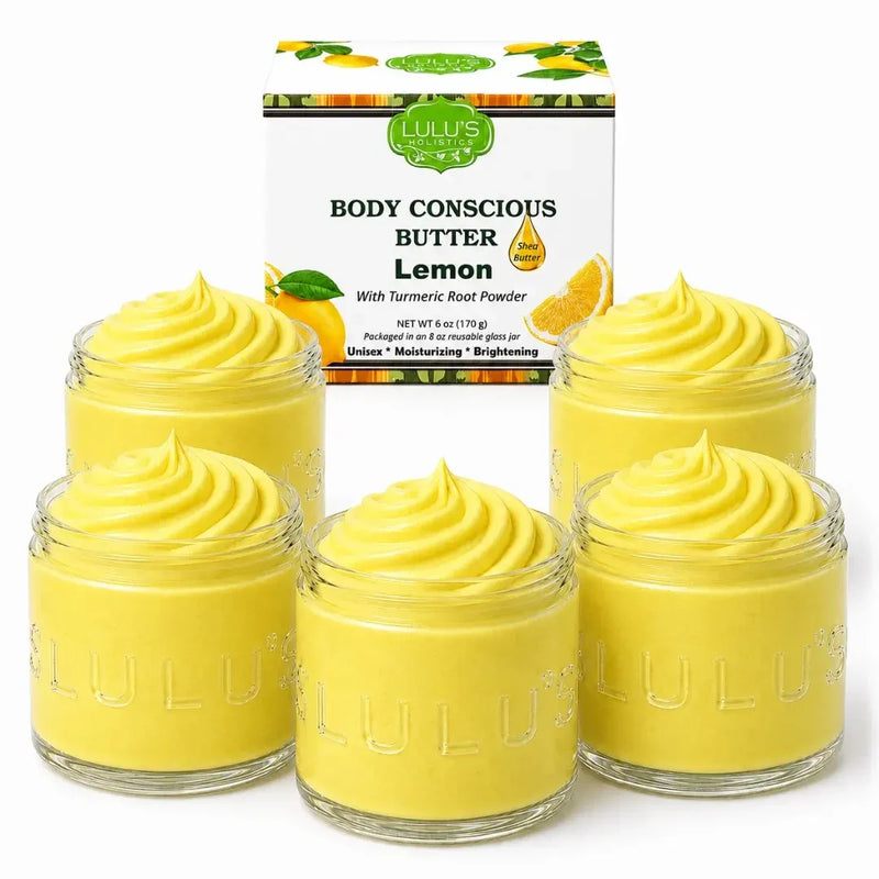 Lulu’s Holistics Rosewater Whipped Body Butter – Hydrating, Skin-Softening Care Lotion & Moisturizer White Smoke Lemon / 5-Pack
