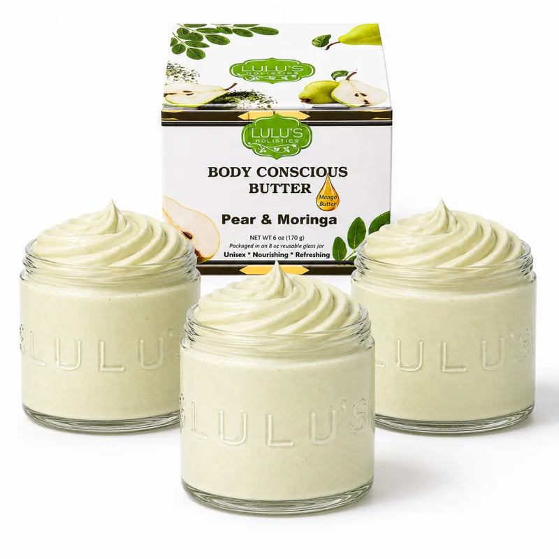 Lulu’s Holistics Lavender Glowing Whipped Body Butter with Raw African Yellow Shea Base Lotion & Moisturizer White Smoke Pear / 3-Pack