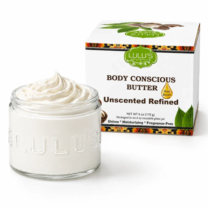 Lulu’s Holistics Unrefined Unscented Whipped Body Butter – Pure, Balanced Moisture Lotion & Moisturizer White Smoke Refined / 1-Jar