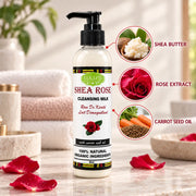 Lulu’s Holistics Shea-Rose Face Cleansing Milk – Gentle Hydrating Facial Cleanser Facial Cleanser Antique White 1 (8oz bottle),2 (8oz bottles),3 (8oz bottles),4 (8oz bottles)
