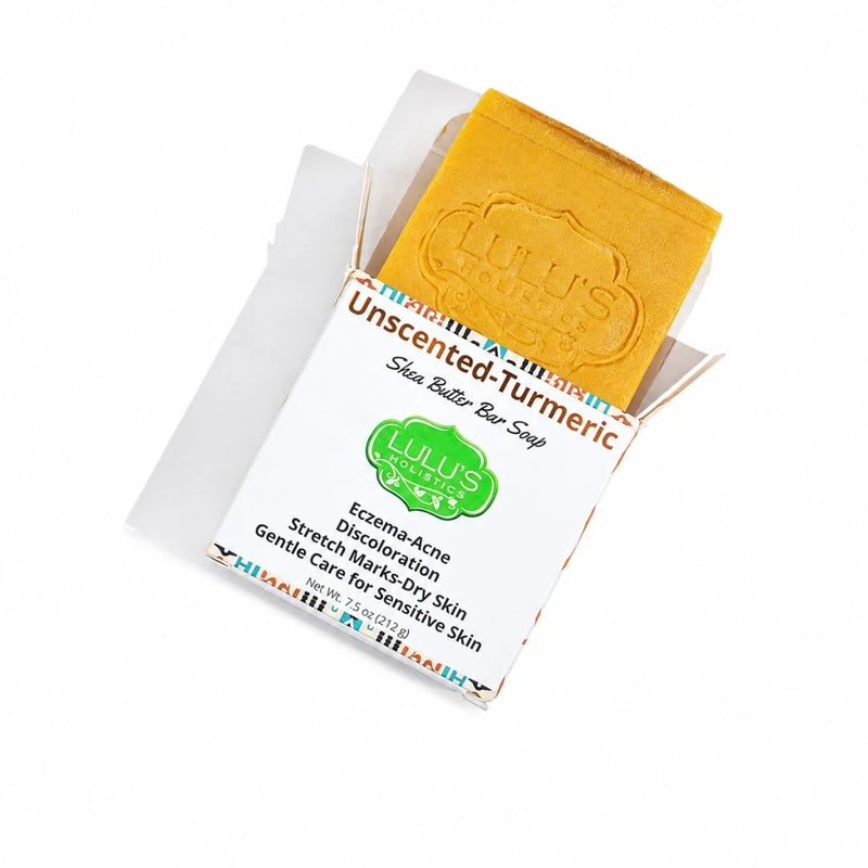 Lulu’s Holistics Turmeric & Lavender Shea Butter Bar Soap – Calming Brightening Cleanse Bar soap White Smoke Turmeric / 1 Bar