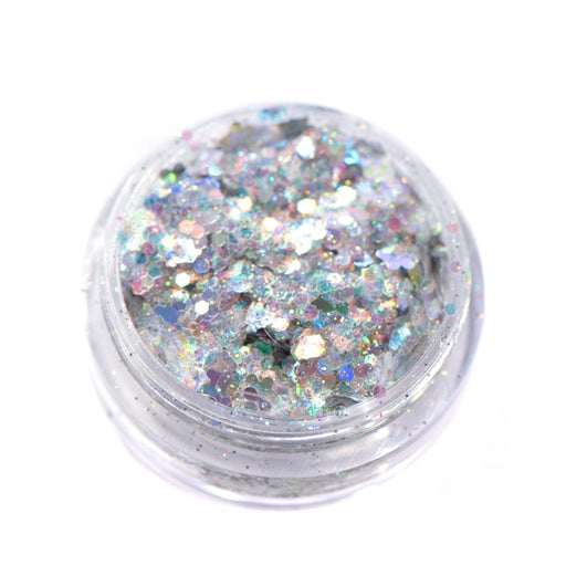 Lunautics Social Butterfly - Holographic Silver Glitter with Butterflies Chunky Glitter Light Gray