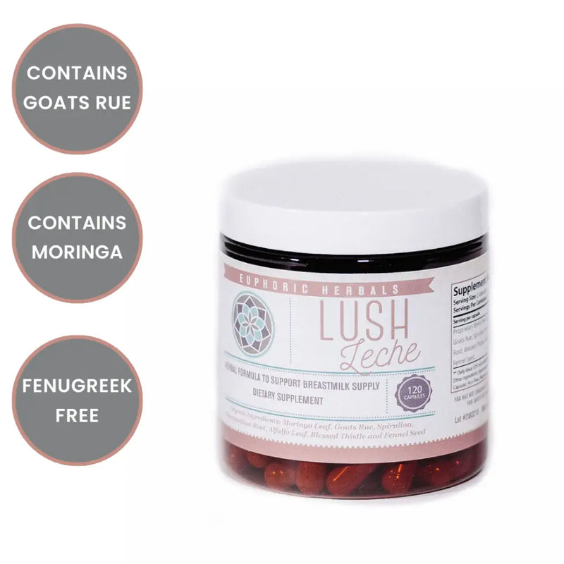 Euphoric Herbals Lush Leche - Breastfeeding Supplement Breastfeeding Capsules White Smoke 7-10 Day Supply,15-20 Day Supply,30-40 Day Supply