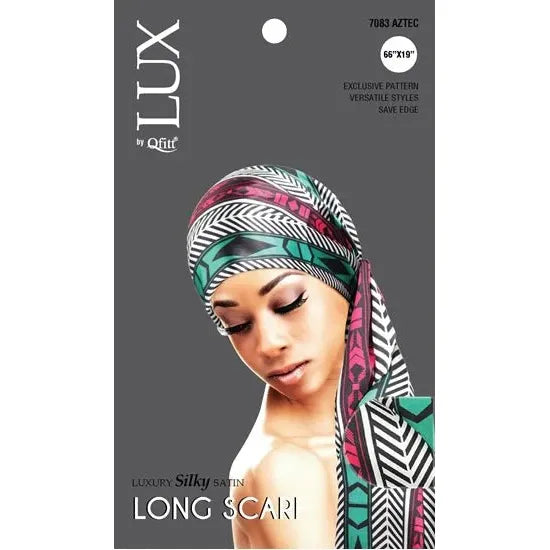 VIP Extensions Lux by Qfitt Long Scarf (7084) Hair Accessories Dim Gray Aztec