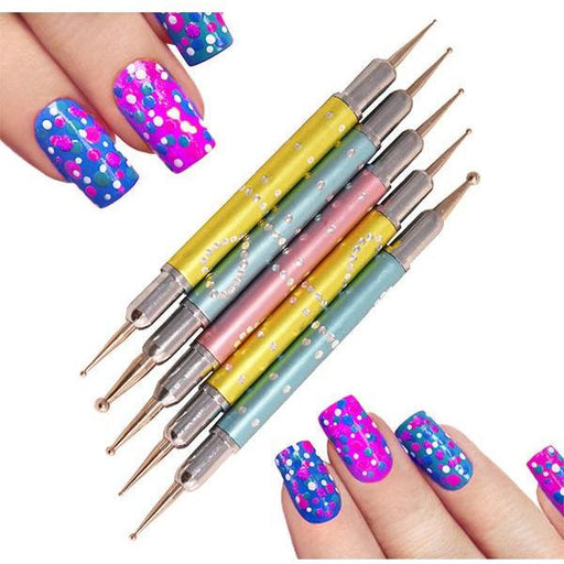 minimanimoo Luxury Dotting Tools 5 Pc Nail Brushes/tools Gray