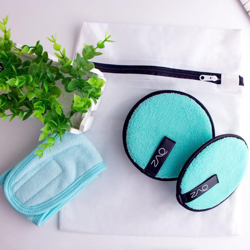 ZAQ Skin & Body ZAQ Reusable Makeup Remover Pads 4pack with Spa facial Headband Make Up Light Gray Pink,White,Black,Green,Purple,Grey,Soft Pink
