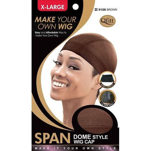 VIP Extensions Make your Own Wig X-Large 5128 Brown  Dome Span Style Wig Cap Hair Extension Accessories Black