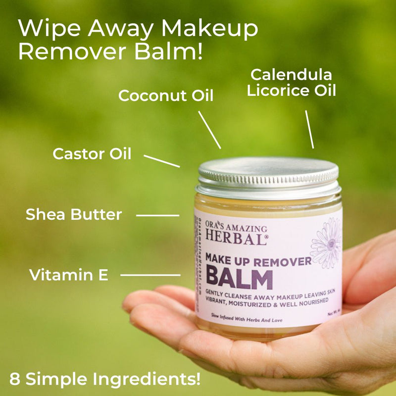 Ora's Amazing Herbal Make Up Remover Balm with Calendula, Fragrance Free Makeup Removers Yellow Green Jar 4 oz,Jar 1 oz