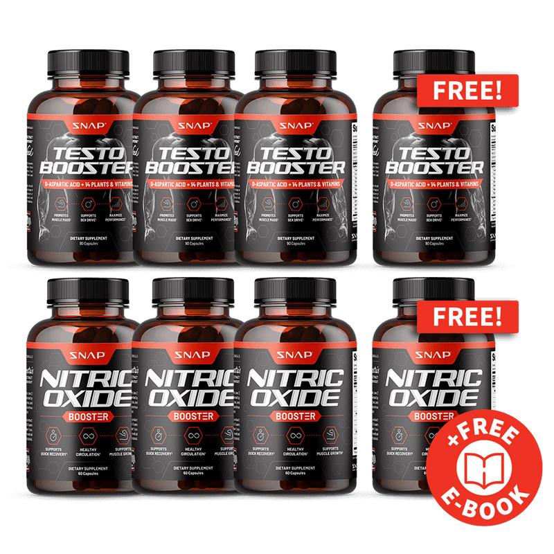 Snap Supplements Male Testo and Nitro Stack + Free E-Book Black