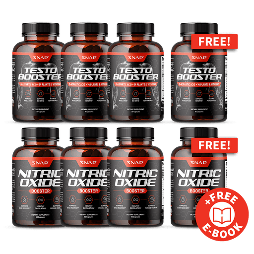 Snap Supplements Male Testo and Nitro Stack + Free E-Book Black
