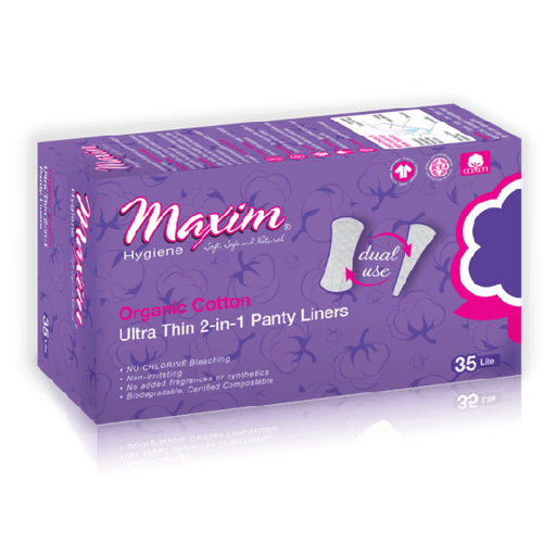 Maxim Maxim Organic Cotton Liners Ultra Thin Light 12 Packs of 35 Feminine Pads & Protectors Light Slate Gray