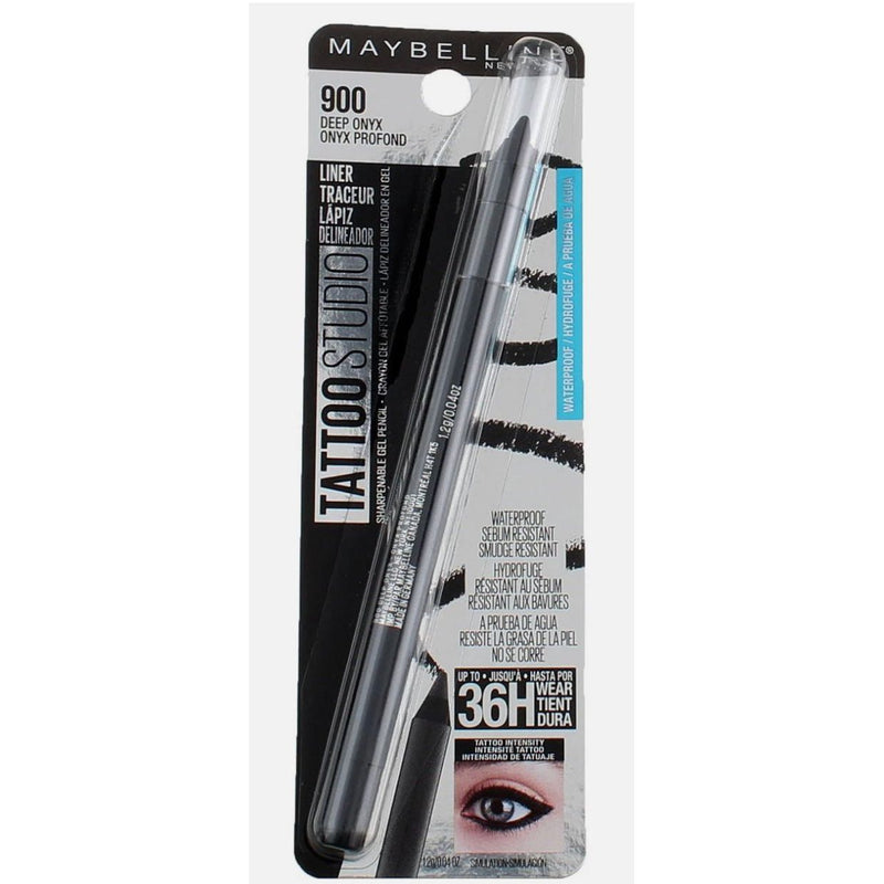 Maybelline TattooStudio Sharpenable Gel Pencil Eyeliner, 900 Deep Onyx, 0.04 oz