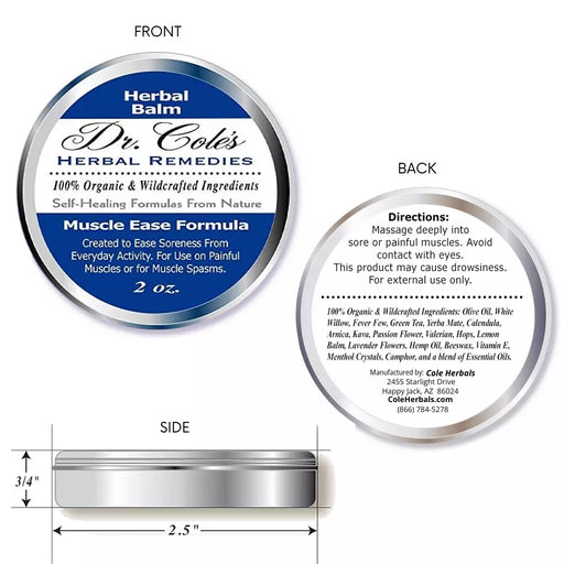COLEHERBALS LLC 19 - Dr. Cole's Muscle Ease Herbal Balm Herbal White Smoke