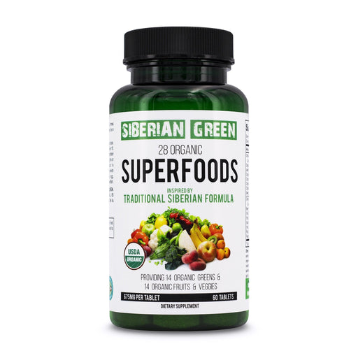 SiberianGreen.com 28 Organic Superfood Tablets – Essential Greens, Fruits & Veggies Herbs White Smoke