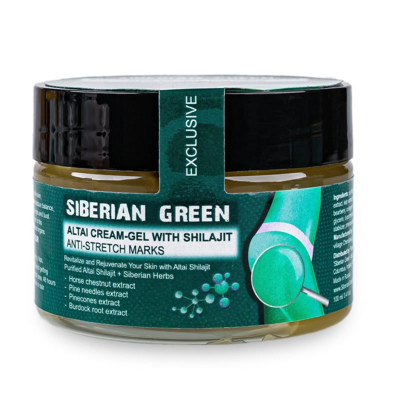 SiberianGreen.com Altai Anti-Stretch Mark Cream with Shilajit & Siberian Herbs – 100ml Massage Oil Black