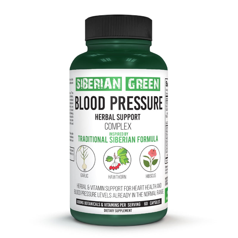 SiberianGreen.com Herbal Cardio Pressure Support Siberian Green 60 Caps - Hawthorn Hibiscus Garlic Herbs White Smoke
