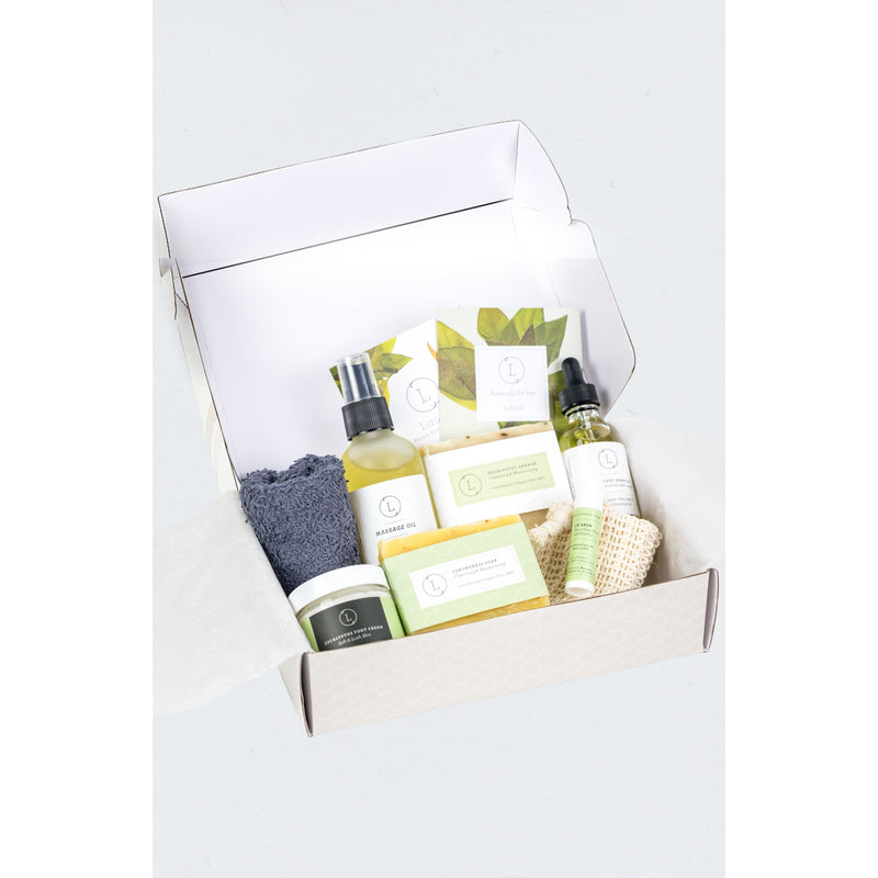Lizush Father's Day Gift -Fresh earthy Natural skincare set, Eucalyptus Men Grooming kit Skincare set for him Lavender Mens beard oil gift