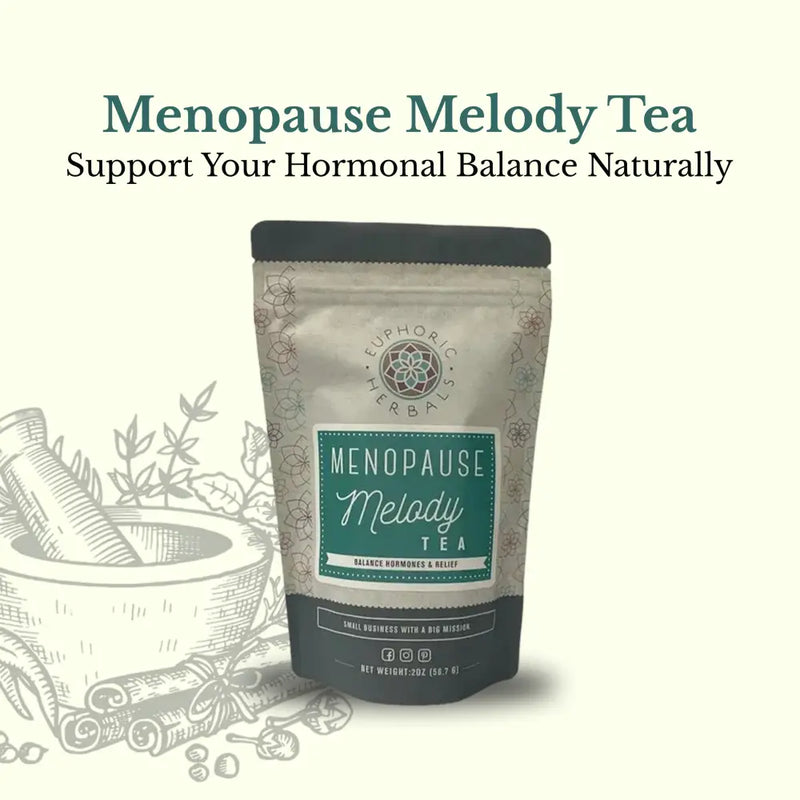 Euphoric Herbals Menopause Melody Tea Herbal Tea Seashell 60 Cup Servings,30 Cup Servings