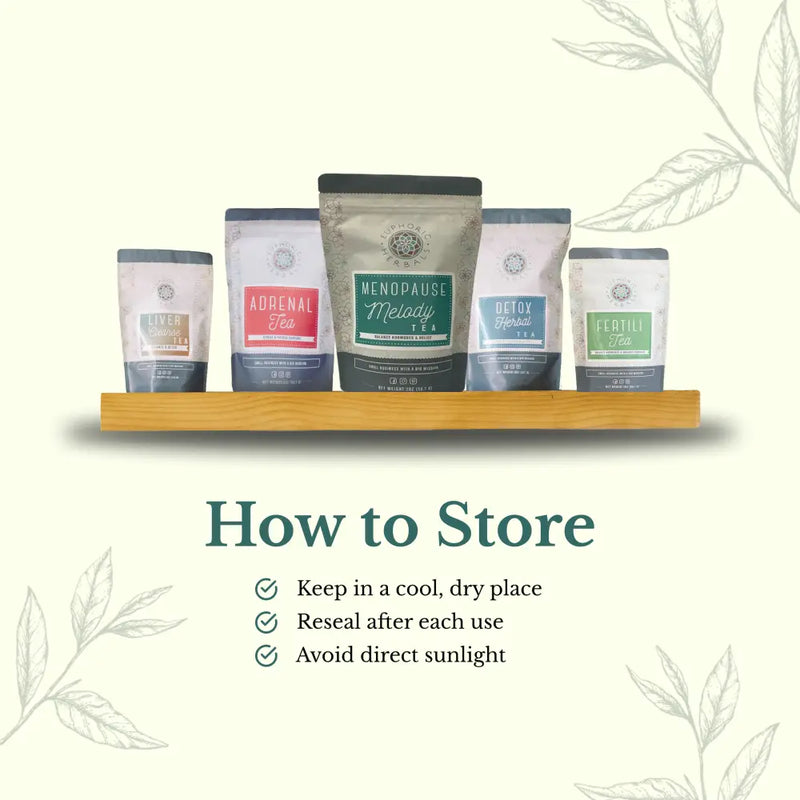 Euphoric Herbals Menopause Melody Tea Herbal Tea Seashell 60 Cup Servings,30 Cup Servings