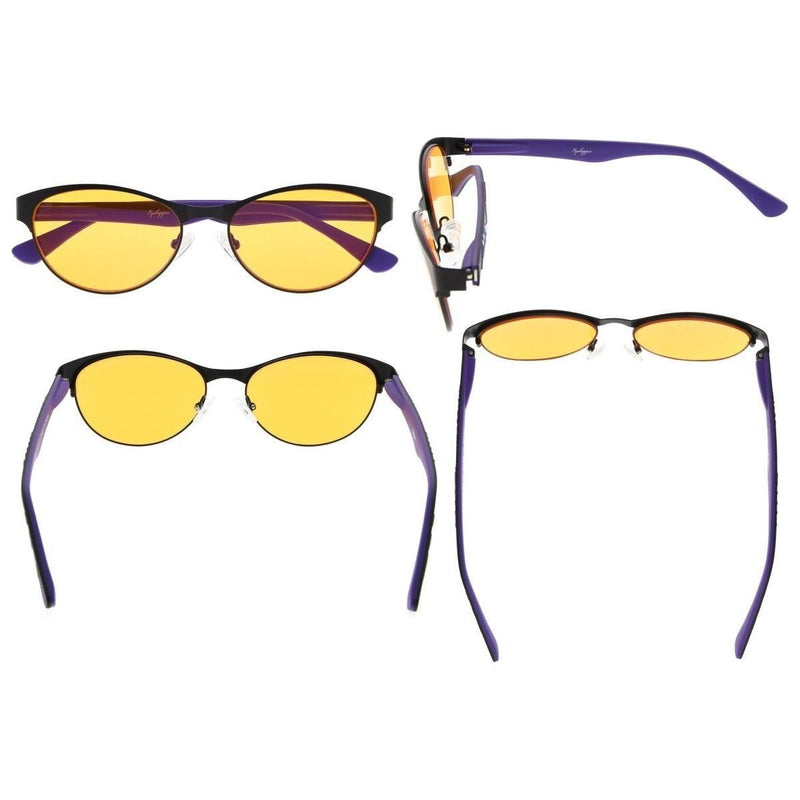 eyekeeper.com Cat-eye Blue Blocking Reading Glasses Nighttime Glasses LX17004-BB98 Eyeglasses Light Goldenrod Black Purple / without magnification,Black Purple / +0.50,Black Purple / +0.75,Black Purple / +1.00,Black Purple / +1.25,Black Purple / +1.50,Black Purple / +1.75,Black Purple / +2.00,Gold Brown / without magnification,Gold Brown / +0.50,Gold Brown / +0.7