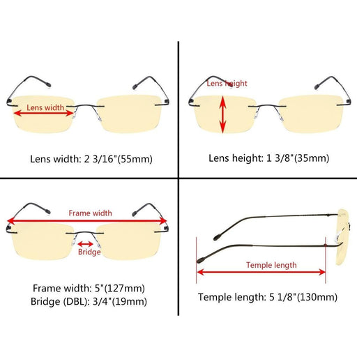eyekeeper.com Metal Rimless Blue light Blocking Readers TMWK9 Eyeglasses Antique White Black / without magnification,Black / +0.75,Black / +1.25,Black / +1.50,Black / +1.75,Black / +2.25,Black / +2.50,Black / +2.75,Black / +3.00,Black / +3.50,Gold / without magnification,Gold / +0.75,Gold / +1.00,Gold / +1.25,Gold / +1.50,Gold / +2.00,Gold