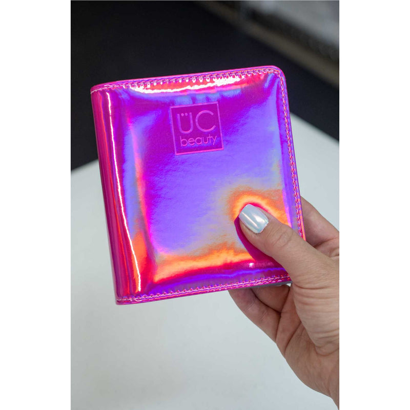 UberChic Beauty Mini Hot Pink Holographic Nail Stamp Storage Binder Tool Gray