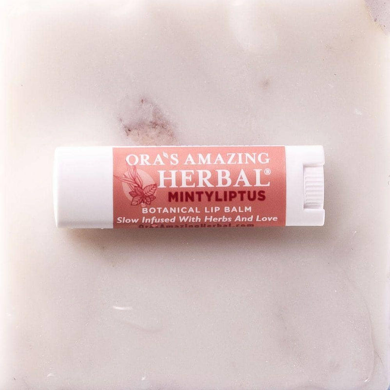 Ora's Amazing Herbal Natural Lip Balm, Herbal Infused, Mintyliptus Peppermint Eucalyptus Light Gray