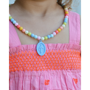 Be A Heart Miraculous Medal Plastic Children's Necklace Jewelry Plum